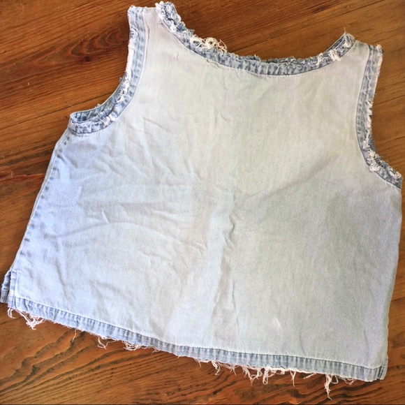 J Jill Destroyed Denim Tank Sleeveless Distressed Shredded - Picture 2 of 3